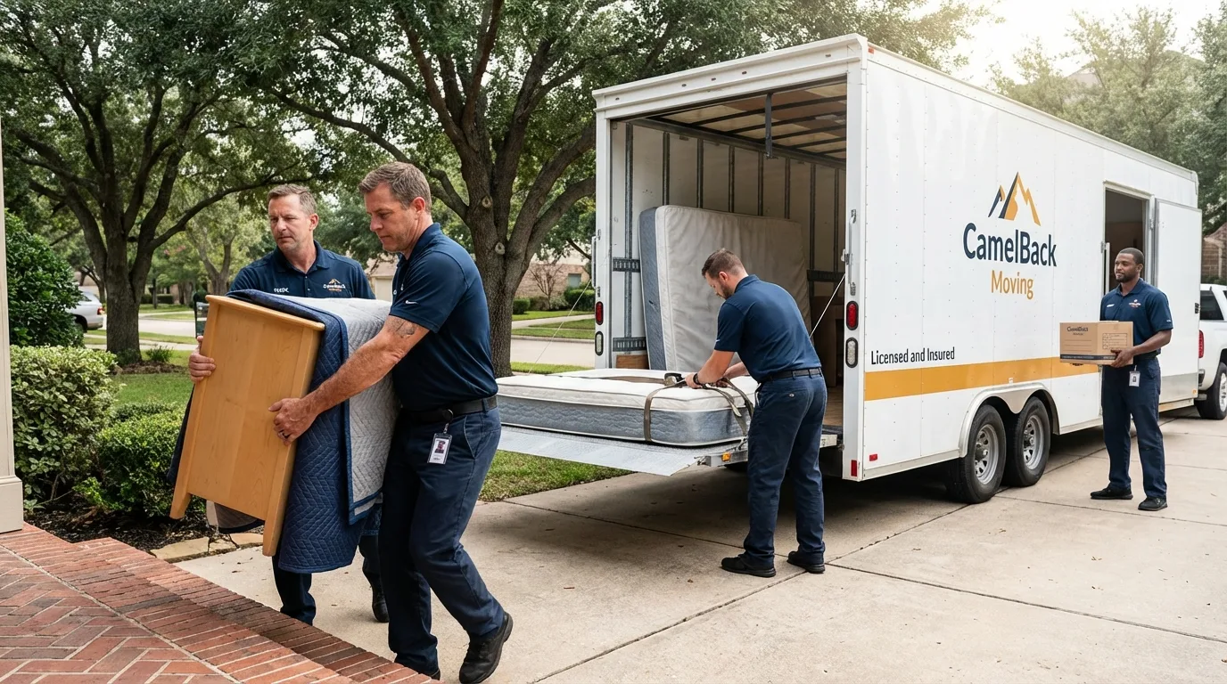 Crew loading residential truck for cross-state move from Athens, TN
