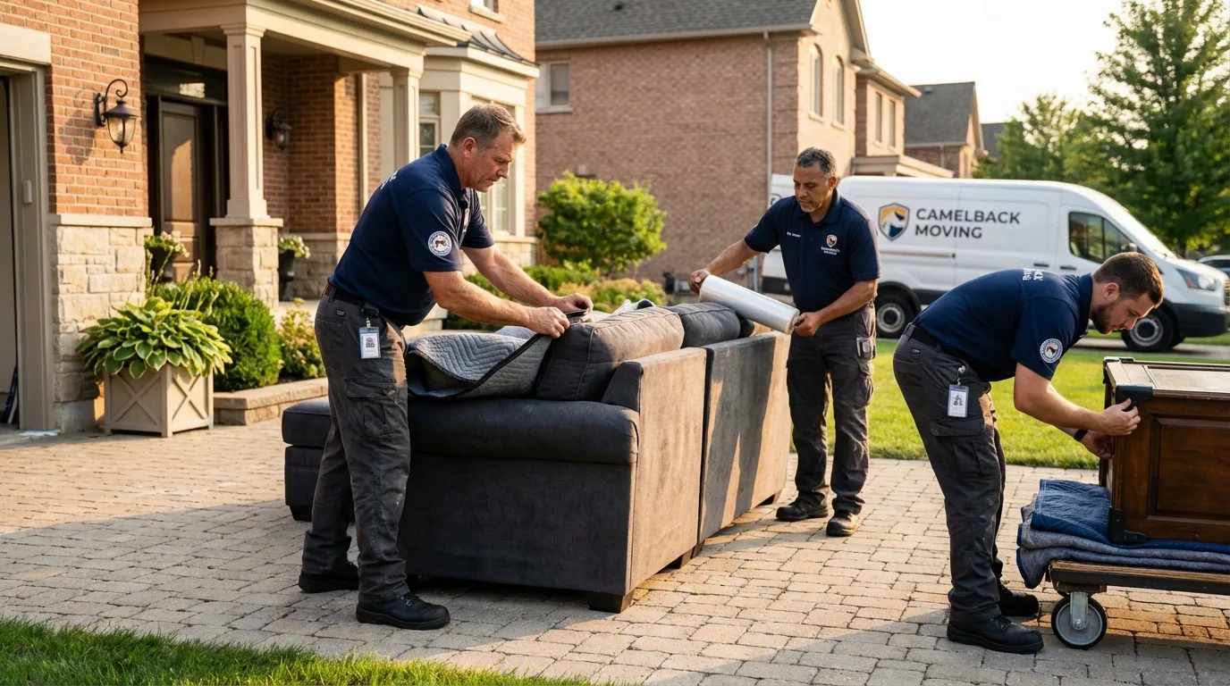 Large estate moving crew wrapping furniture in Athens, TN